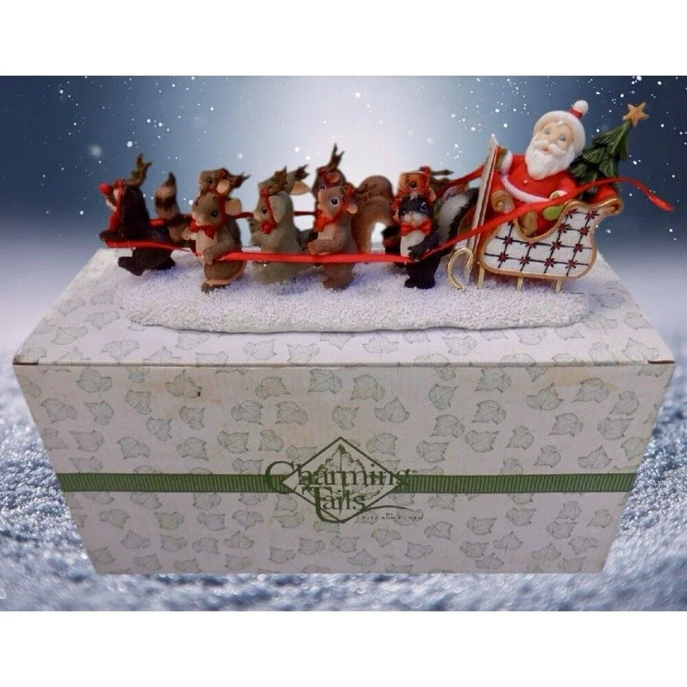 Vintage Charming Tails Figurine Fitz Floyd Anthropomorphic Dash‎ Away All Sleigh